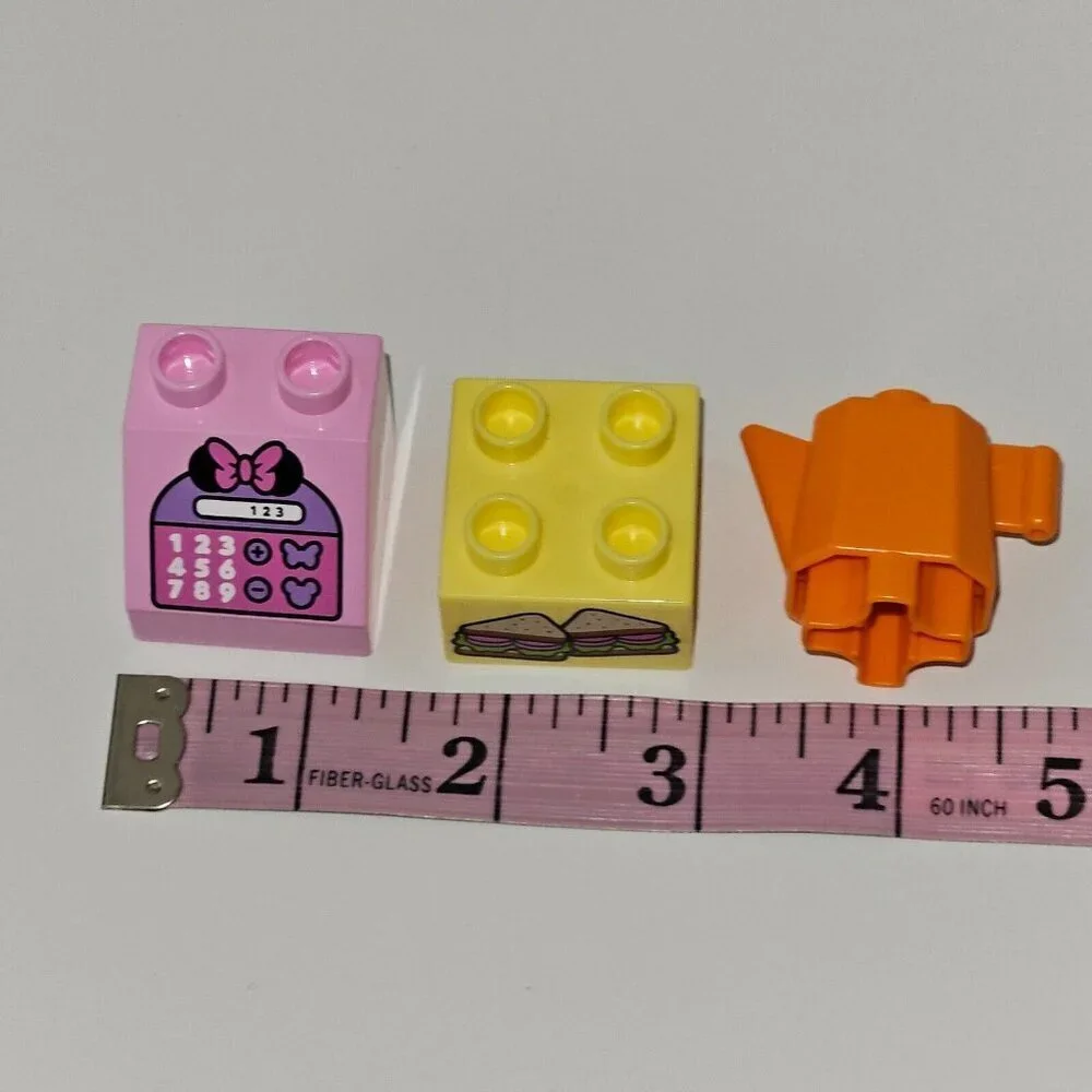 3 Lego Duplo Bricks Pink Minnie Mouse Cash Register Orange Pitcher Sandwiches - Picture 9 of 9